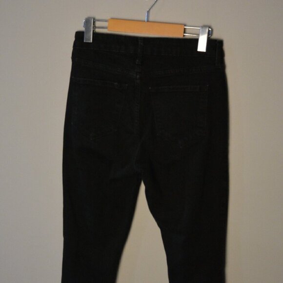 Old Navy Power Slim Straight High Rise Black Jeans Distressed Women's Size 6 - Picture 2 of 9